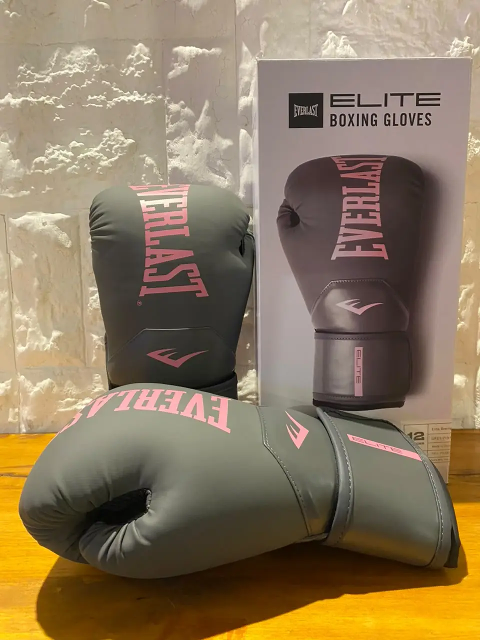 Guantes Everlast Elite Gris y Rosa